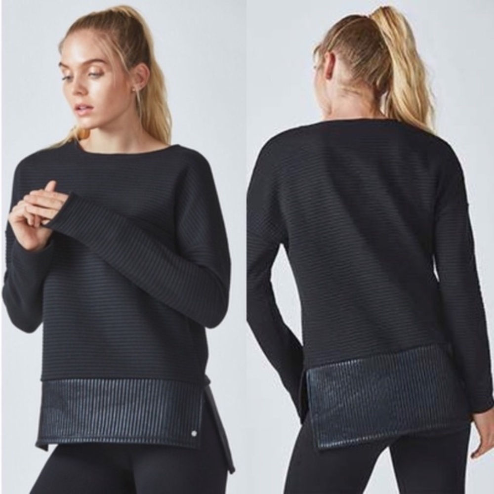 Bre Ribbed Faux Leather Hem L/S Tunic
